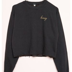 Brandy Melville black cropped honey sweatshirt